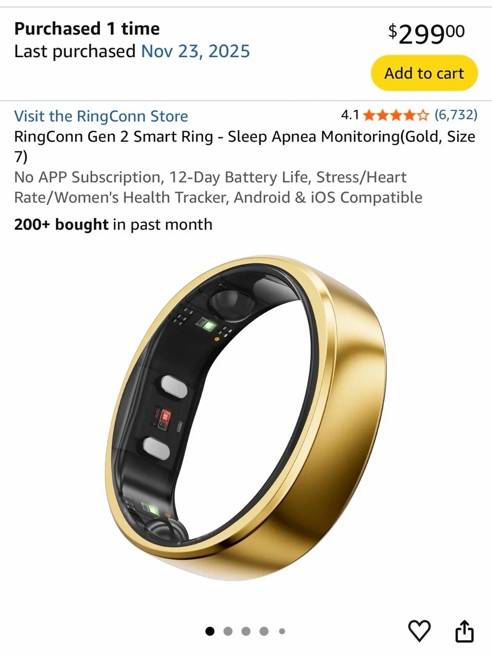 RingConn Smart Ring in Gold – Activity & Sleep Tracker